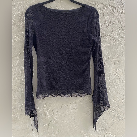 Vintage Mesh Long Sleeved Top Layered Hime Bell Sleeved Goth Lolita Y2K Large - Picture 1 of 6